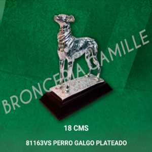 TROFEO DE RESINA 81163VS PERRO GALGO PLATEADO