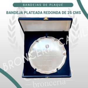 Bandeja plateada redonda de 25 cms