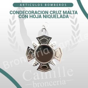 CONDECORACION CRUZ MALTA CON HOJA NIQUELADA