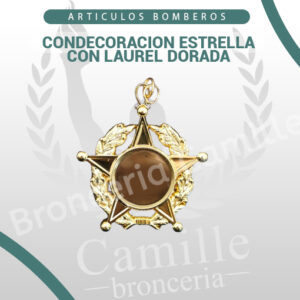 CONDECORACION ESTRELLA CON LAUREL DORADA