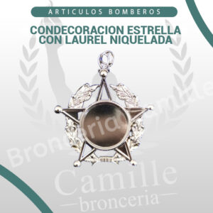 CONDECORACION ESTRELLA CON LAUREL NIQUELADA
