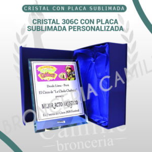 CRISTAL 306C con placa sublimada personalizada