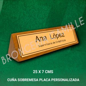 CUÑA SOBREMESA PLACA PERSONALIZADA