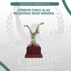 Cóndor chico alas recogidas base madera