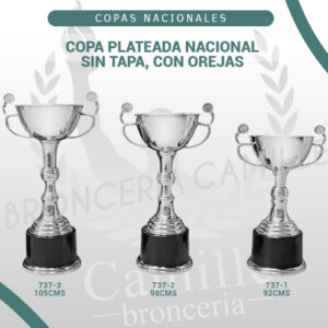 Copa Plateada Nacional sin tapa, con Orejas <br>Desde 92cms Hasta 105cms