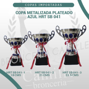 Copa metalizada Plateado Azul HRT SB 041 Desde 18cms Hasta 23.5cms