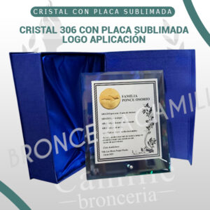 Cristal 306 con placa sublimada, Logo aplicación