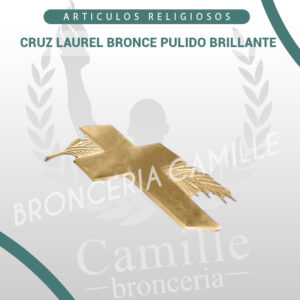 Cruz laurel bronce pulido brillante
