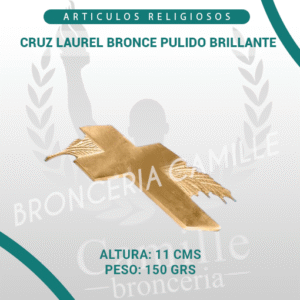 Cruz laurel bronce pulido brillante