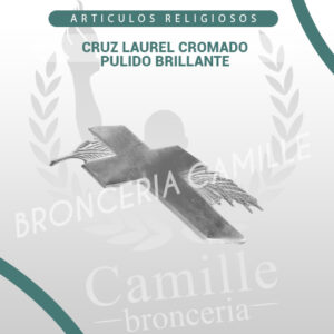 Cruz laurel cromado pulido brillante