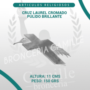 Cruz laurel cromado pulido brillante