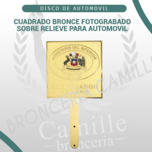 Cuadrado bronce fotograbado sobre relieve para automovil