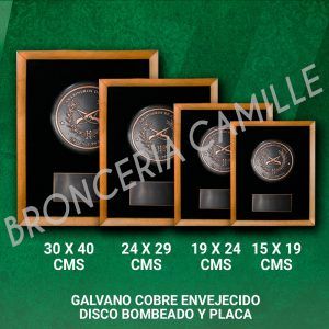 GALVANO COBRE ENVEJECIDO , DISCO BOMBEADO Y PLACA