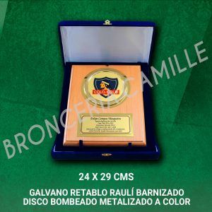 GALVANO RETABLO RAULÍ BARNIZADO DISCO BOMBE METALIZADO COLOR 24X29