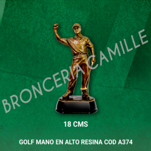 TROFEO GOLF MANO EN ALTO RESINA COD A374