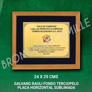 Galvano rauli fondo terciopelo placa horizontal sublimada personalizado