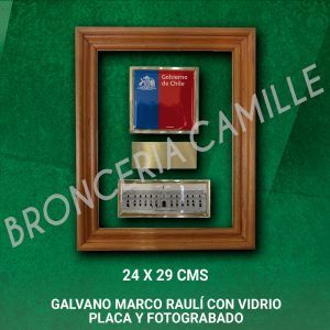 Galvano marco raulí con vidrio PLACA Y FOTOGRABADO