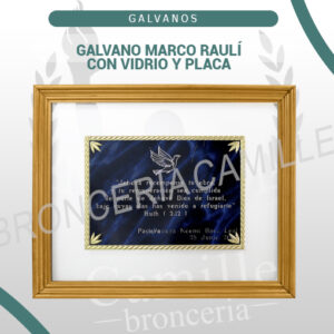 Galvano marco raulí con vidrio y PLACA