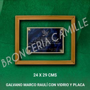 Galvano marco raulí con vidrio y PLACA