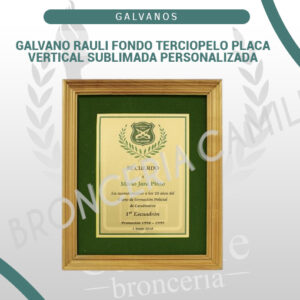 Galvano rauli fondo terciopelo placa vertical sublimada personalizada