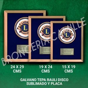Galvano tepa rauli disco sublimado y placa