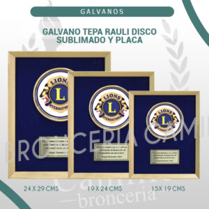 Galvano tepa rauli disco sublimado y placa