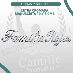 LETRA CROMADA MANUSCRITA 10 Y 5 CMS