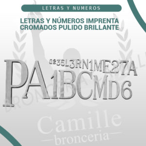LETRAS Y NÚMEROS IMPRENTA CROMADOS PULIDO BRILLANTE