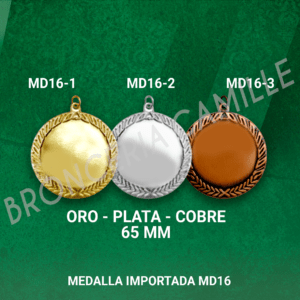 MEDALLA IMPORTADA MD16 6.5cms ø