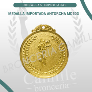 MEDALLA IMPORTADA ANTORCHA MD503<br> 6.5cms ø