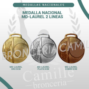 MEDALLA NACIONAL MD-LAUREL 2 LINEAS<br> 5cms ø