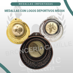 MEDALLAS CON LOGOS DEPORTIVOS MD204<br> 5cms ø