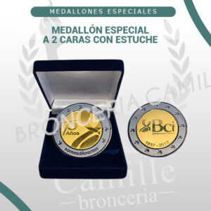 MEDALLÓN ESPECIAL A 2 CARAS CON ESTUCHE<br> 7cms ø