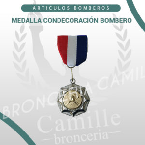 Medalla Condecoración Bombero Plateado Logo Estándar