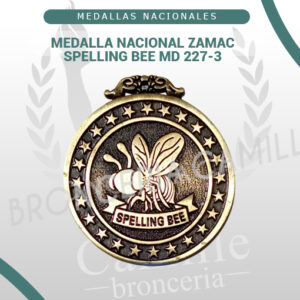 Medalla Nacional Zamac - Spelling Bee MD 227-3<br> 5cms ø