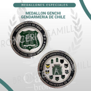 Medallon Genchi - Gendarmeria de Chile<br> 8cms ø