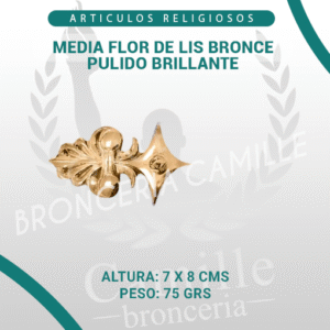 Media flor de lis bronce pulido brillante