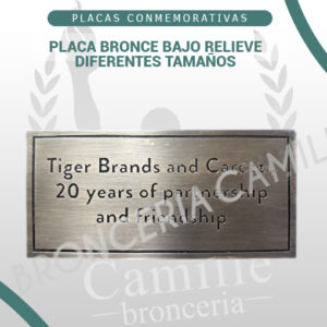 PLACA BRONCE BAJO RELIEVE DIFERENTES TAMAÑOS