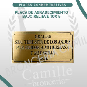 PLACA DE AGRADECIMIENTO BAJO RELIEVE 10X 5