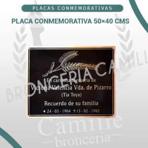 Placa conmemorativa 50x40 cms