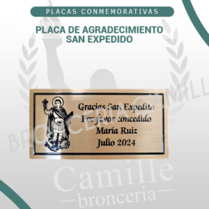 Placa de agradecimiento san expedido