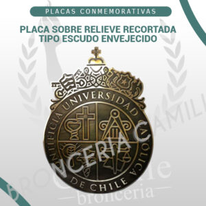 Placa sobre relieve recortada tipo escudo envejecido