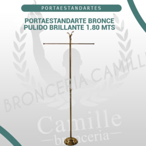 Portaestandarte bronce pulido brillante 1.80 mts