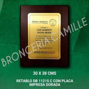 Retablo DB 11215 C con placa impresa dorada