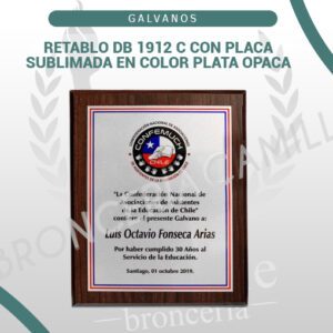 Retablo DB 1912 C con placa sublimada en color plata opaca