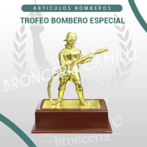 TROFEO BOMBERO ESPECIAL GRANDE BASE MADERA