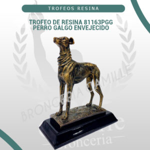 TROFEO DE RESINA 81163PGG <br>Perro Galgo Envejecido