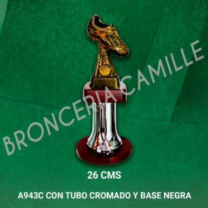 TROFEO DE RESINA A943C CON TUBO CROMADO Y BASE NEGRA