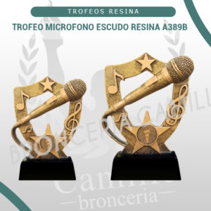 TROFEO MICROFONO ESCUDO RESINA A389B