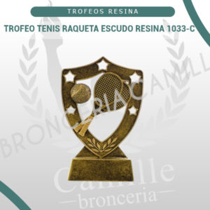 TROFEO TENIS RAQUETA ESCUDO RESINA 1033-C